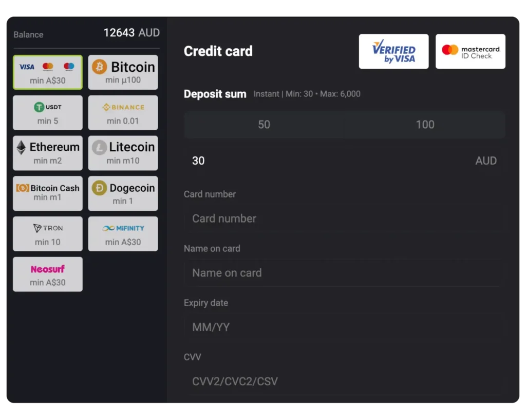 Mateslots Deposit methods